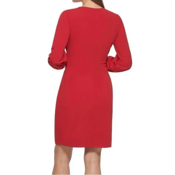 DKNY Red V-Neck Dress NWT - Picture 2 of 9